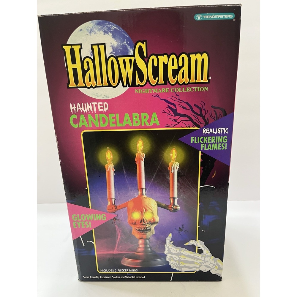 Haunted Skull Candelabra Halloween Decor VTG 1994 HallowScream Trendmasters